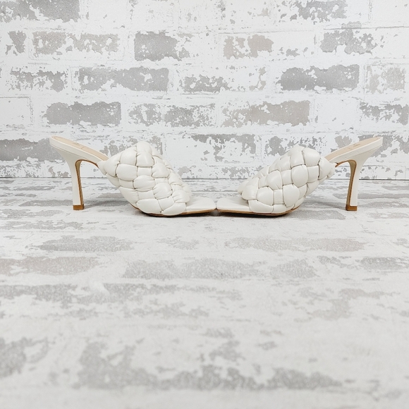 New Marc Fisher DAKINA White Leather SQUARE TOE SLIDE Sandals M946 - Picture 6 of 14